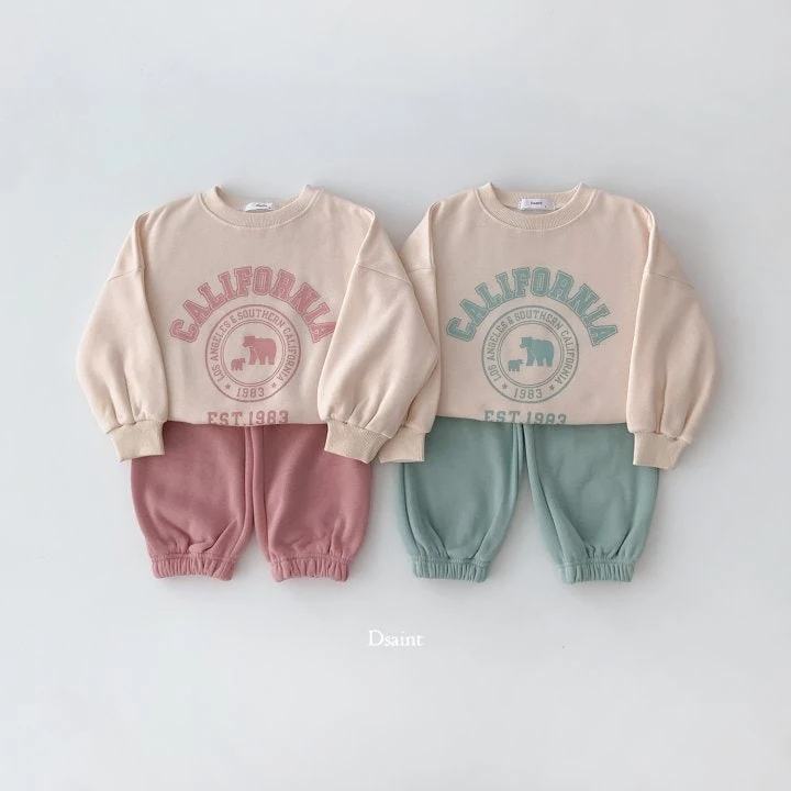 Dsaint - Korean Children Fashion - #childofig - California Bear Fleece Jogger Set - 2