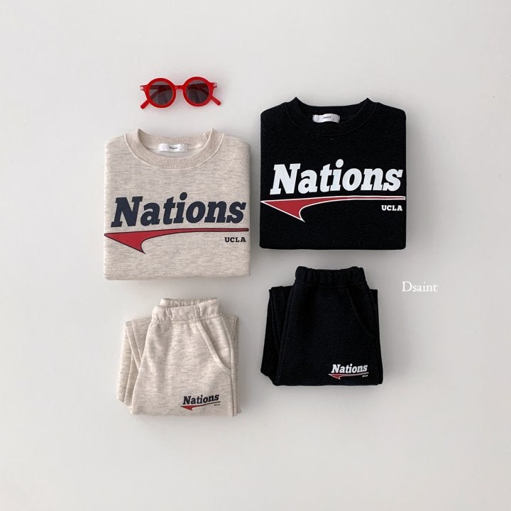 Dsaint - Korean Children Fashion - #designkidswear - Fleece Nations Jogger Set - 5