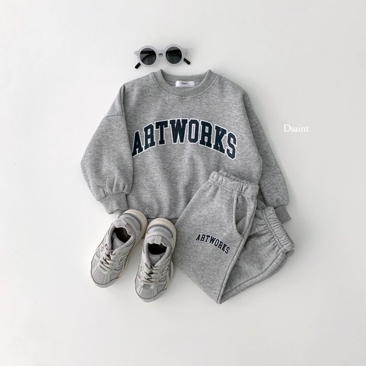 Dsaint - Korean Children Fashion - #designkidswear - Artworks Fleece Jogger Set - 6