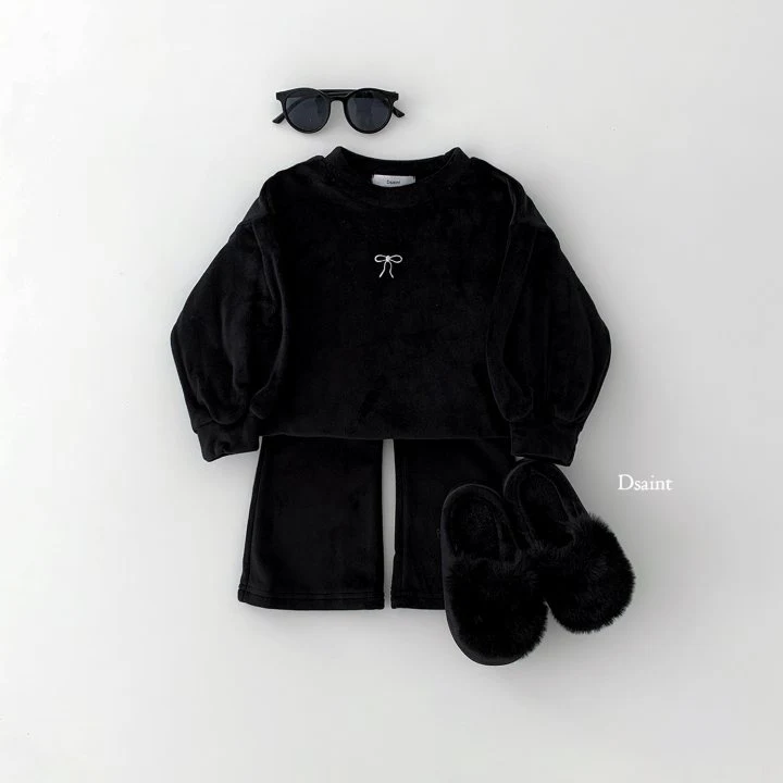 Dsaint - Korean Children Fashion - #designkidswear - Fleece Sugar Ribbon Bootcut Top Bottom Set - 9