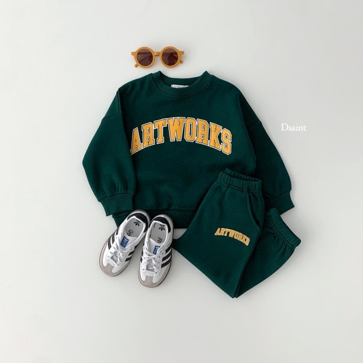 Dsaint - Korean Children Fashion - #discoveringself - Artworks Fleece Jogger Set - 7