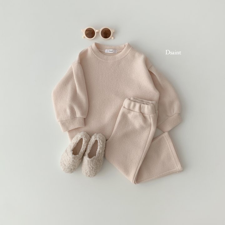 Dsaint - Korean Children Fashion - #discoveringself - Puff Knit Fleece Bootcut Top Bottom Set - 6