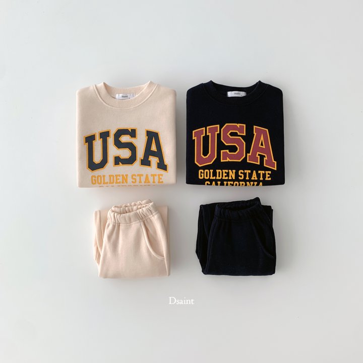 Dsaint - Korean Children Fashion - #fashionkids - USA Golden Fleece Jogger Top Bottom Set