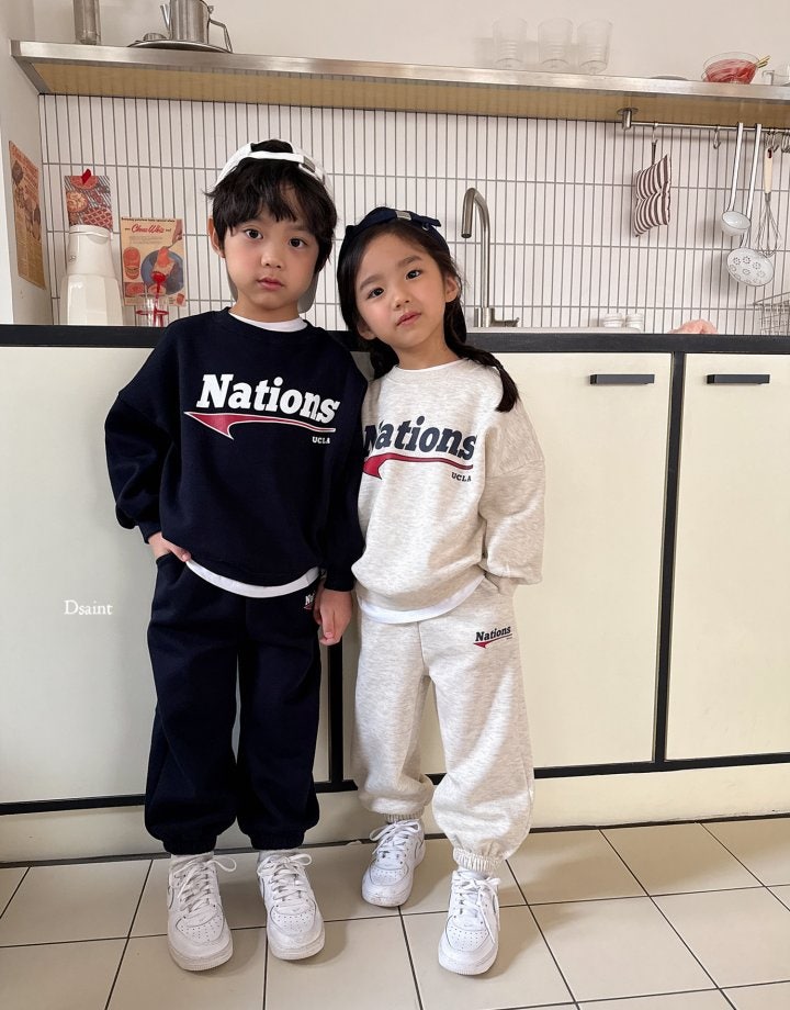 Dsaint - Korean Children Fashion - #kidsshorts - Fleece Nations Jogger Set - 8