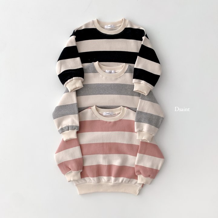 Dsaint - Korean Children Fashion - #kidsshorts - Big Stripe Fleece Sweatshirts - 3