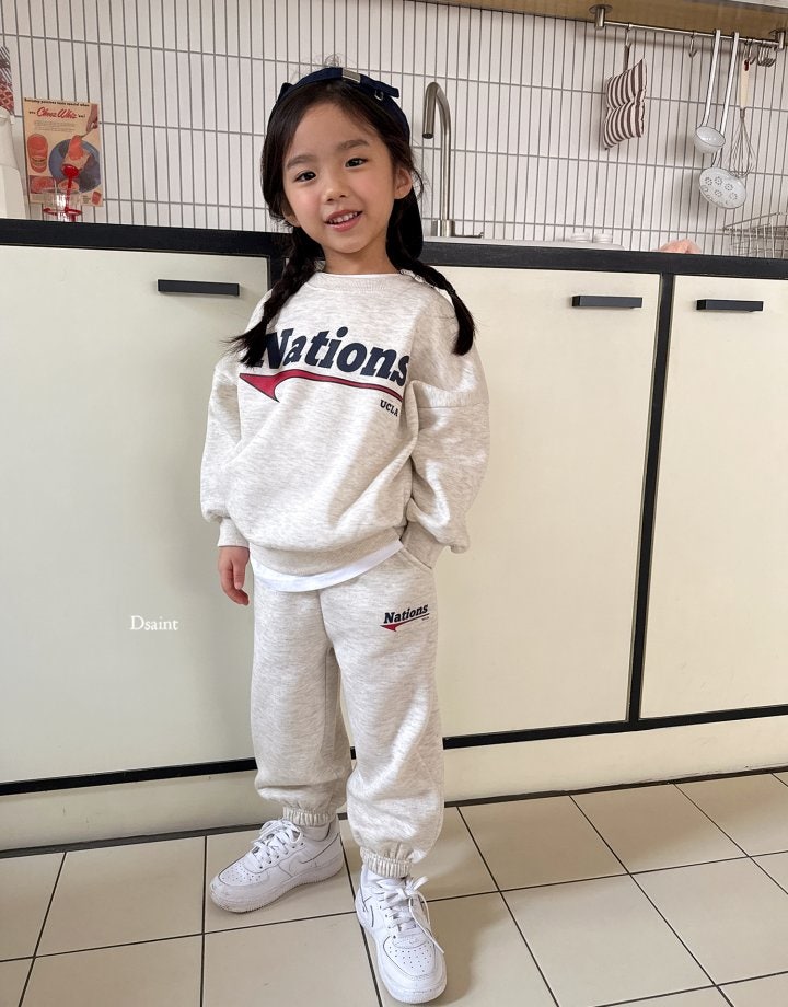 Dsaint - Korean Children Fashion - #kidsstore - Fleece Nations Jogger Set - 9