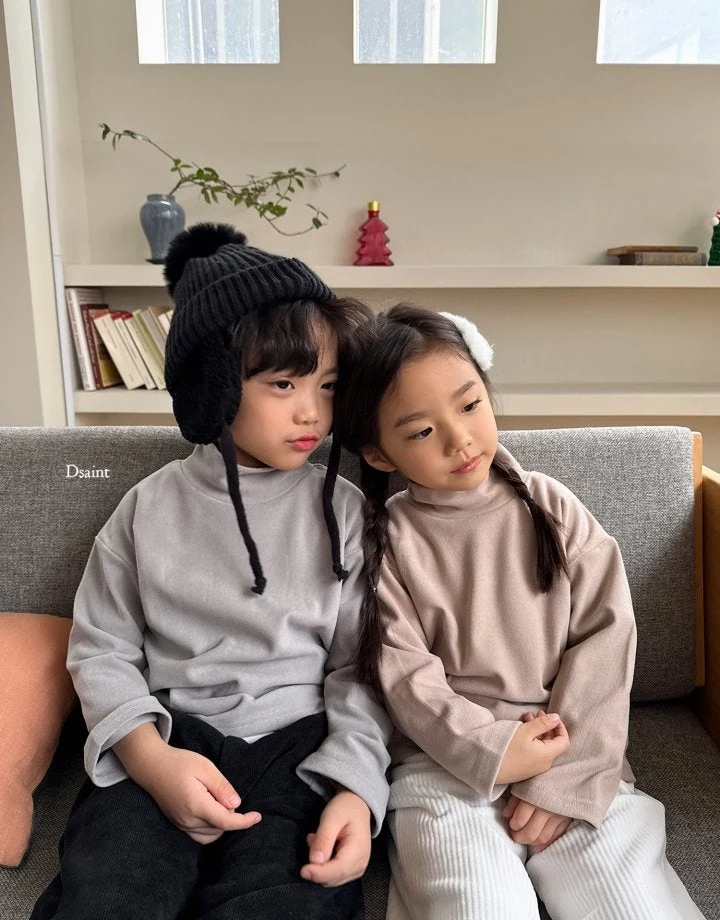 Dsaint - Korean Children Fashion - #kidsstore - Peach Fleece Turtleneck Tee - 10