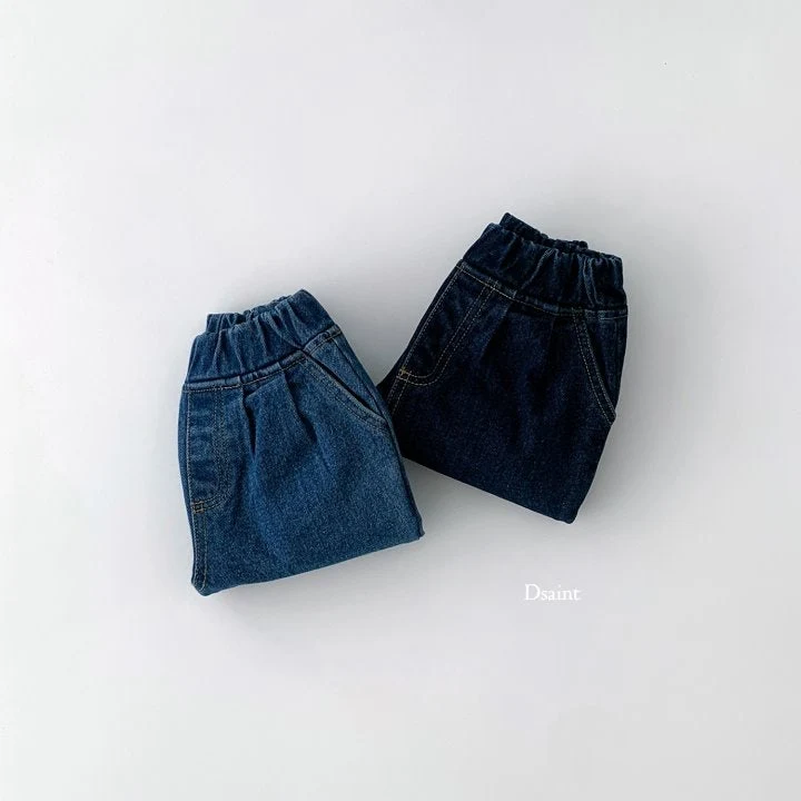 Dsaint - Korean Children Fashion - #kidsstore - Fashion Fleece Denim Baggy Pants - 3