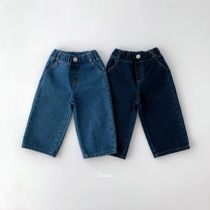 Dsaint - Korean Children Fashion - #kidzfashiontrend - Must Fleece Wide Denim Pants - 2