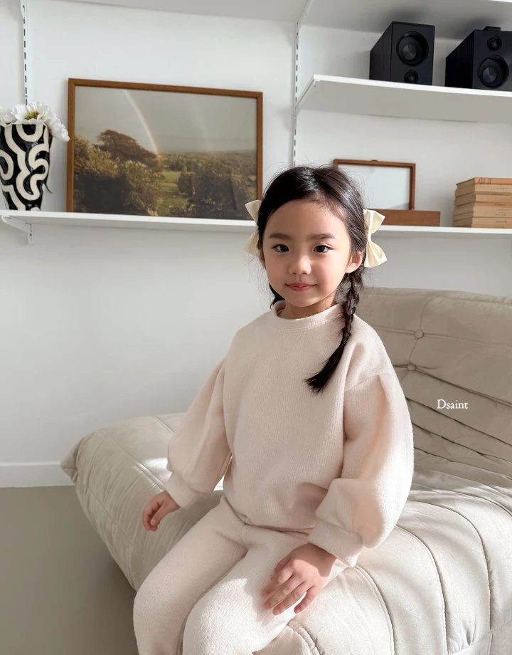 Dsaint - Korean Children Fashion - #littlefashionista - Puff Knit Fleece Bootcut Top Bottom Set - 12