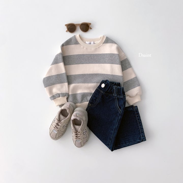 Dsaint - Korean Children Fashion - #magicofchildhood - Big Stripe Fleece Sweatshirts - 8