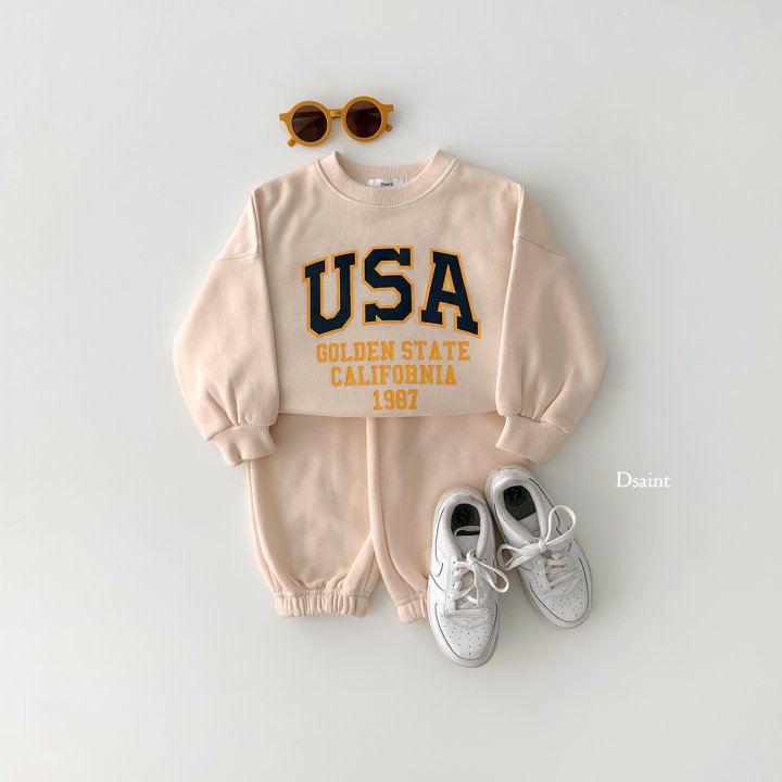 Dsaint - Korean Children Fashion - #magicofchildhood - USA Golden Fleece Jogger Top Bottom Set - 7