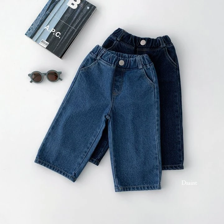 Dsaint - Korean Children Fashion - #minifashionista - Must Fleece Wide Denim Pants - 6