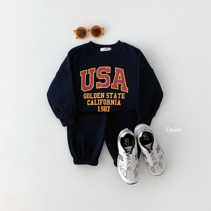 Dsaint - Korean Children Fashion - #minifashionista - USA Golden Fleece Jogger Top Bottom Set - 8