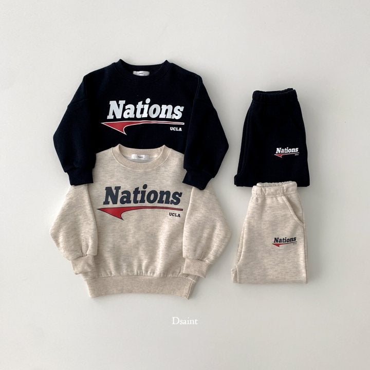 Dsaint - Korean Children Fashion - #prettylittlegirls - Fleece Nations Jogger Set