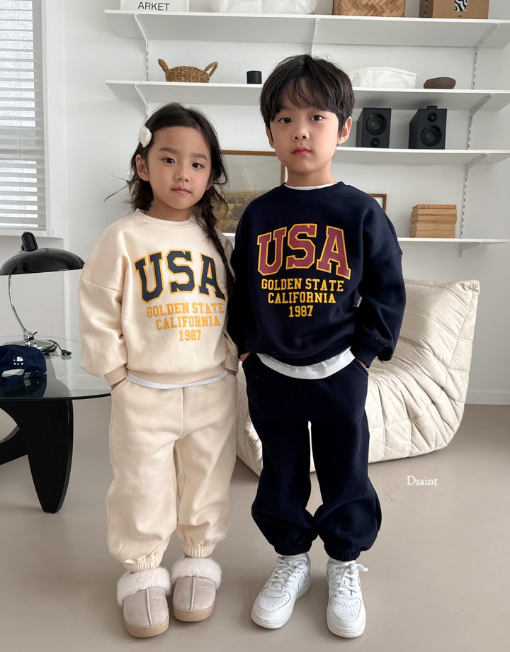 Dsaint - Korean Children Fashion - #prettylittlegirls - USA Golden Fleece Jogger Top Bottom Set - 9