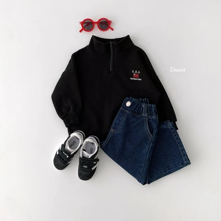 Dsaint - Korean Children Fashion - #todddlerfashion - Must Fleece Wide Denim Pants - 8