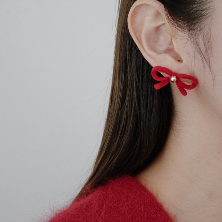 Eeiitt - Korean Women Fashion - #momslook - Krina Suede Ribbon Earrings - 2