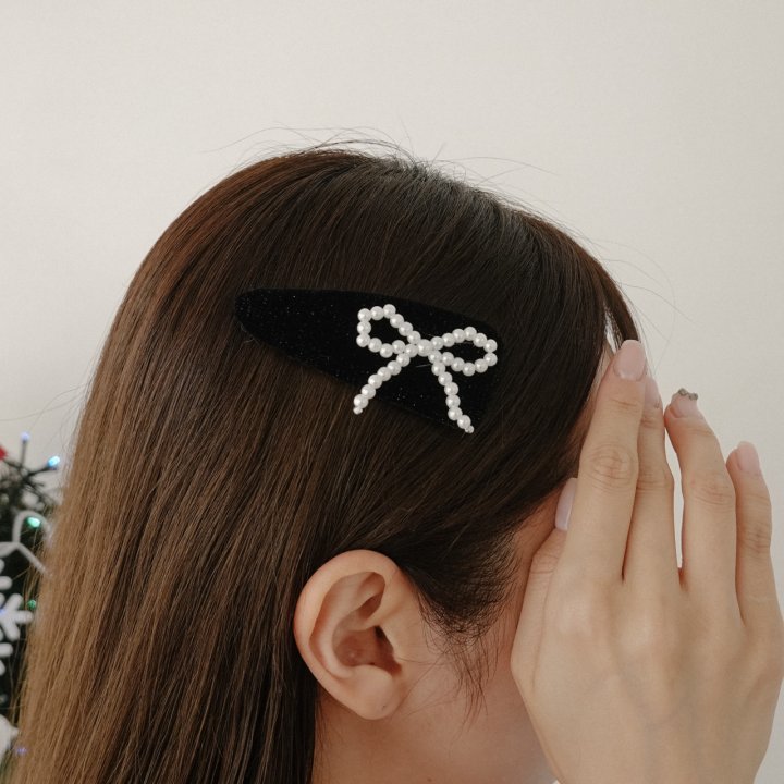 Eeiitt - Korean Women Fashion - #pursuepretty - Triangle Black Ribbon Hairpin - 8