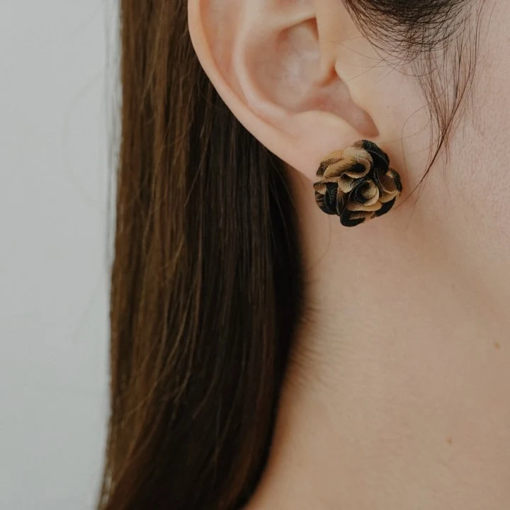 Eeiitt - Korean Women Fashion - #shopsmall - Flower Leopard Earrings - 6