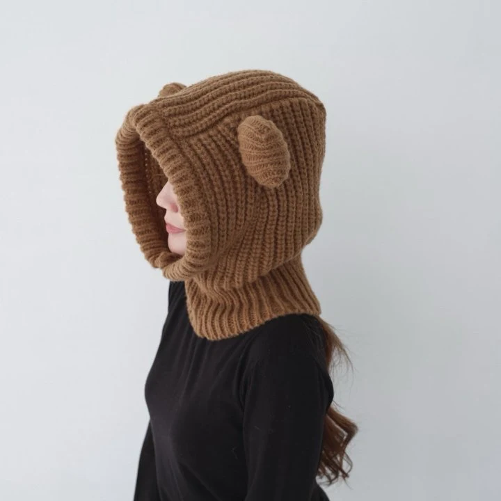 Eeiitt - Korean Women Fashion - #shopsmall - Bear Knit Balaclava - 2