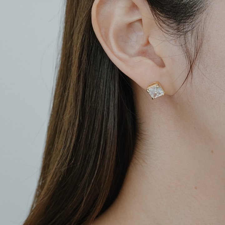 Eeiitt - Korean Women Fashion - #vintagekidsstyle - Rich Square Stone Cubic Earrings - 6