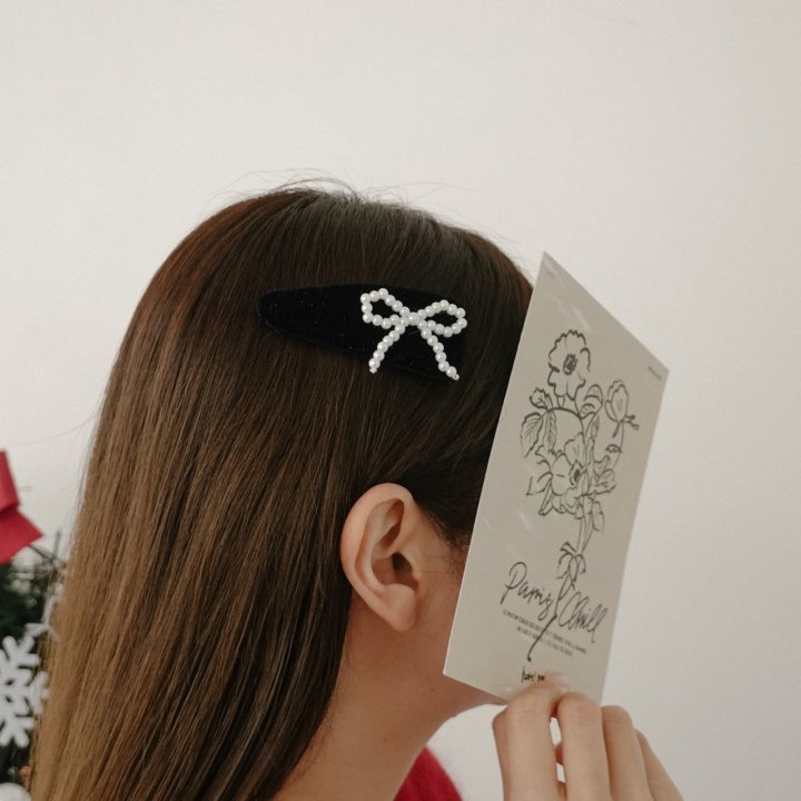 Eeiitt - Korean Women Fashion - #womensfashion - Triangle Black Ribbon Hairpin