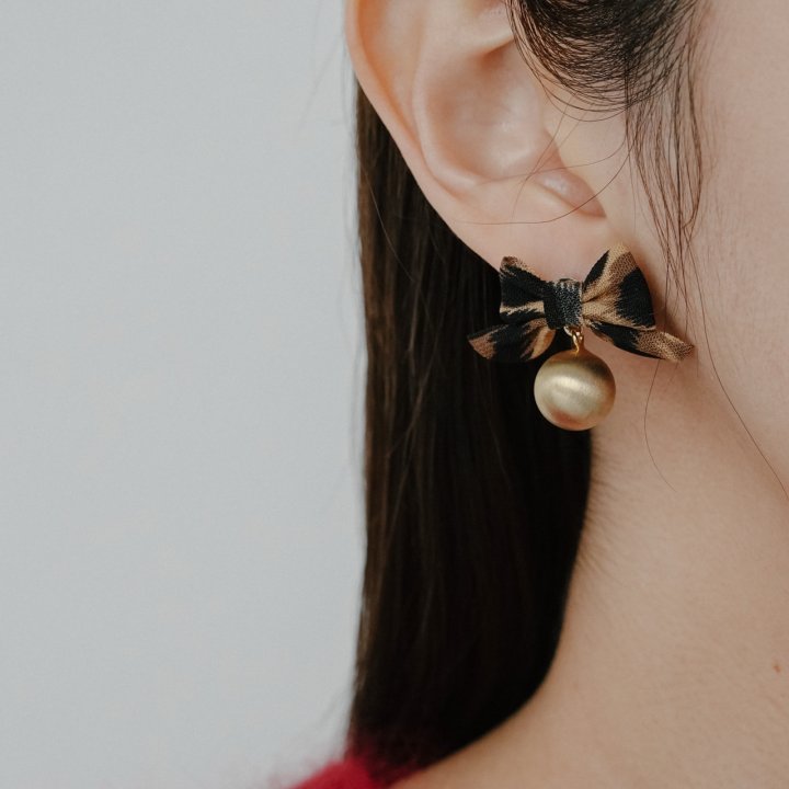 Eeiitt - Korean Women Fashion - #womensfashion - Golden Ball Leopard Earrings - 6