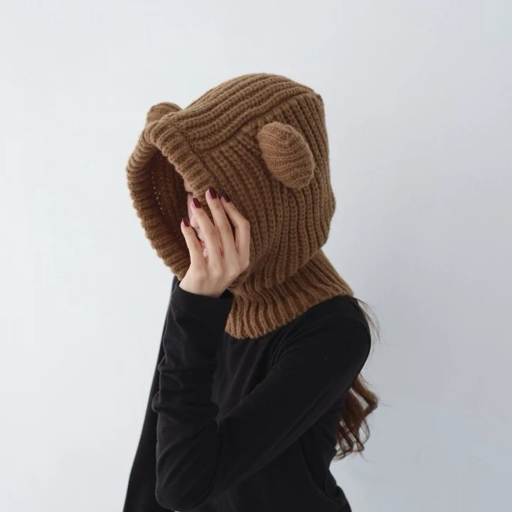 Eeiitt - Korean Women Fashion - #womensfashion - Bear Knit Balaclava - 8