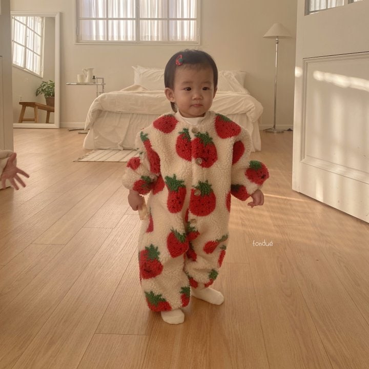 Fondue - Korean Baby Fashion - #babyootd - Bebe Strawberry Jam Coveralls - 2