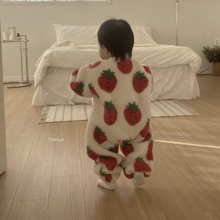 Fondue - Korean Baby Fashion - #babyoutfit - Bebe Strawberry Jam Coveralls - 3