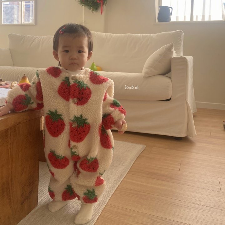 Fondue - Korean Baby Fashion - #babyoutfit - Bebe Strawberry Jam Coveralls - 4