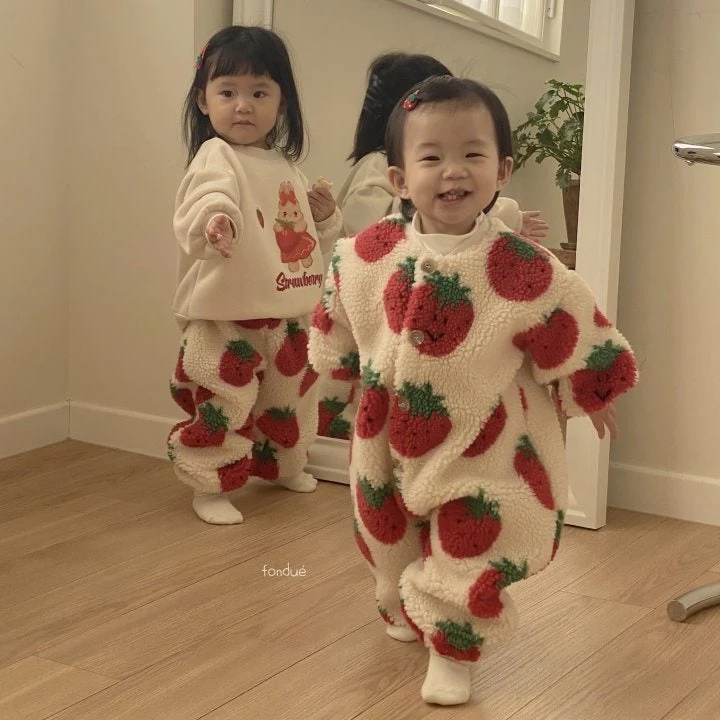 Fondue - Korean Baby Fashion - #babywear - Bebe Strawberry Jam Coveralls - 5