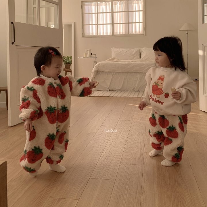 Fondue - Korean Baby Fashion - #smilingbaby - Bebe Strawberry Jam Coveralls - 8