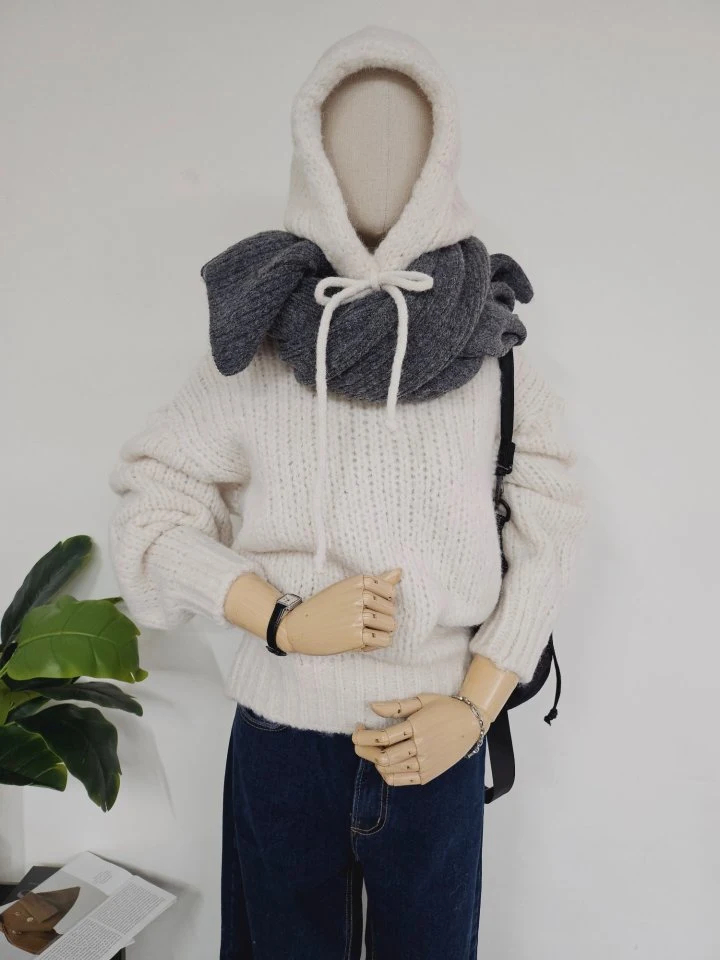 Gram - Korean Women Fashion - #momslook - Soft Wool Hood Knit - 2