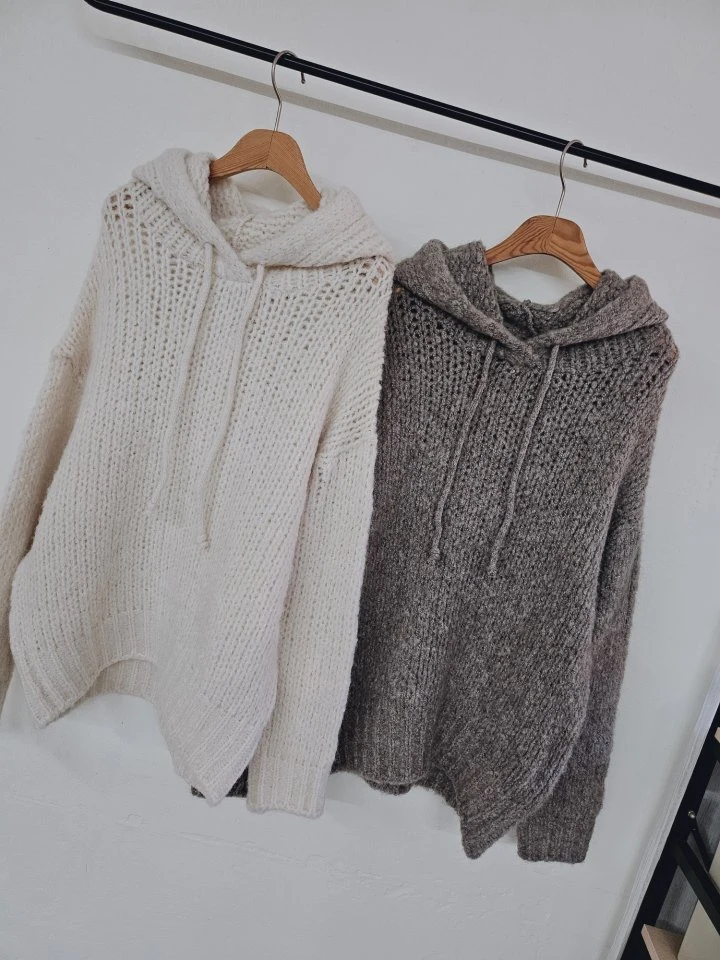 Gram - Korean Women Fashion - #womensfashion - Soft Wool Hood Knit - 4