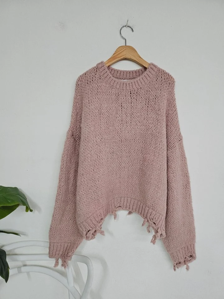 Gram - Korean Women Fashion - #romanticstyle - Bunny Round Knit - 6