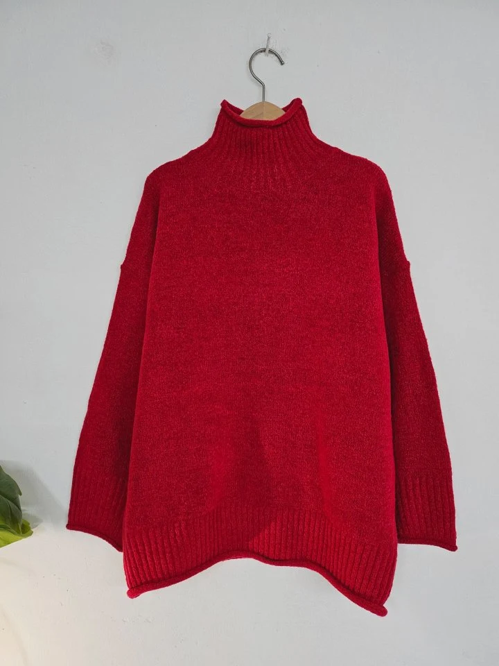 Gram - Korean Women Fashion - #shopsmall - Lime Wide Turtleneck Knit - 6