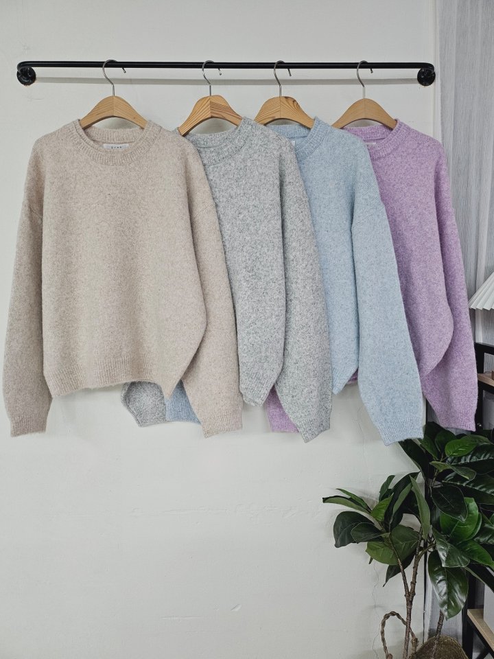 Gram - Korean Women Fashion - #womensfashion - Wool Berry Color Two-round Knit - 2