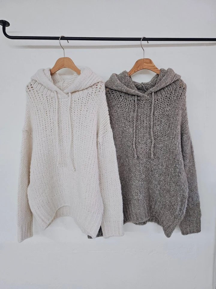 Gram - Korean Women Fashion - #womensfashion - Soft Wool Hood Knit