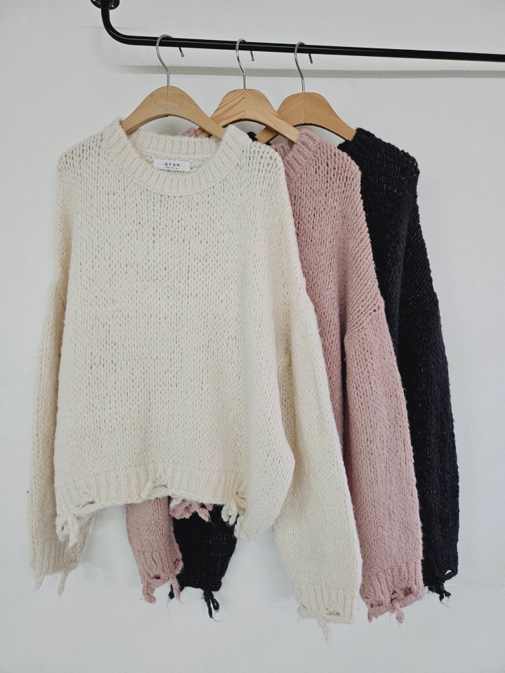 Gram - Korean Women Fashion - #womensfashion - Bunny Round Knit