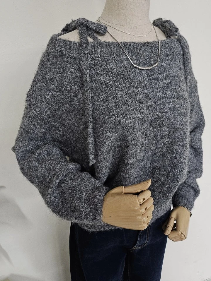 Gram - Korean Women Fashion - #womensfashion - Wool Love Shoulder Strap Knit - 12