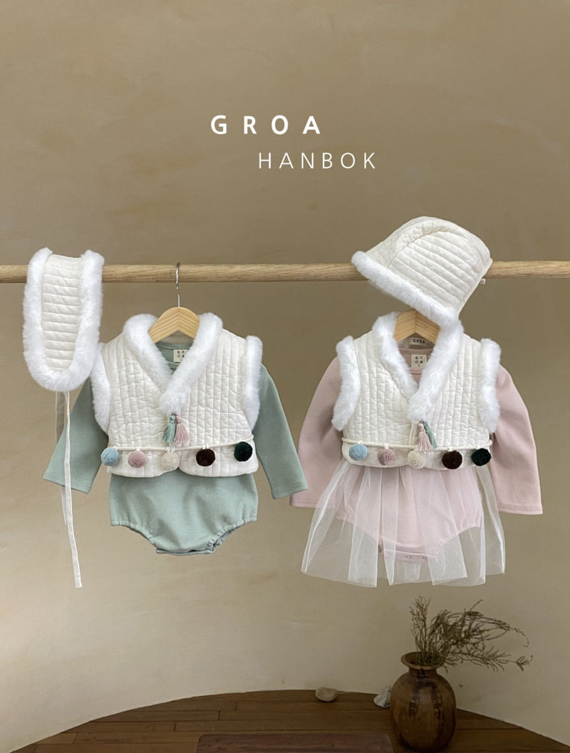 Groa - Korean Baby Fashion - #babyboutique - Bebe girl Hanbok Sha Suit Vest Set - 11