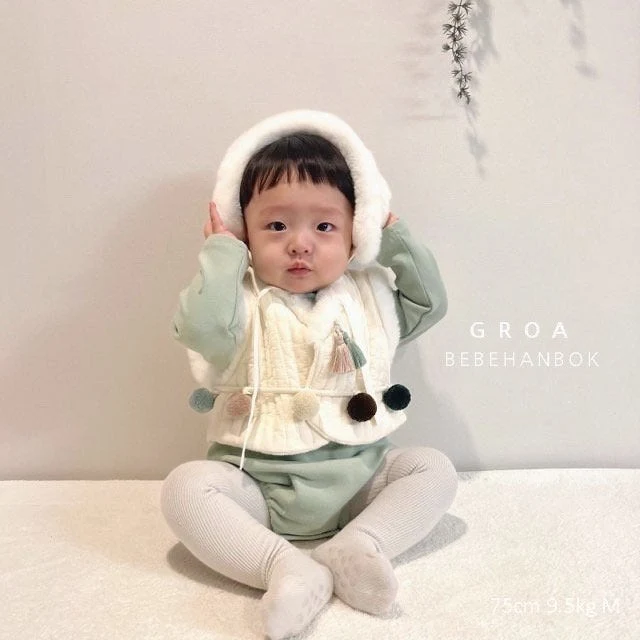 Groa - Korean Baby Fashion - #babylifestyle - Bebe Boy Hanbok Suit Vest Set - 3