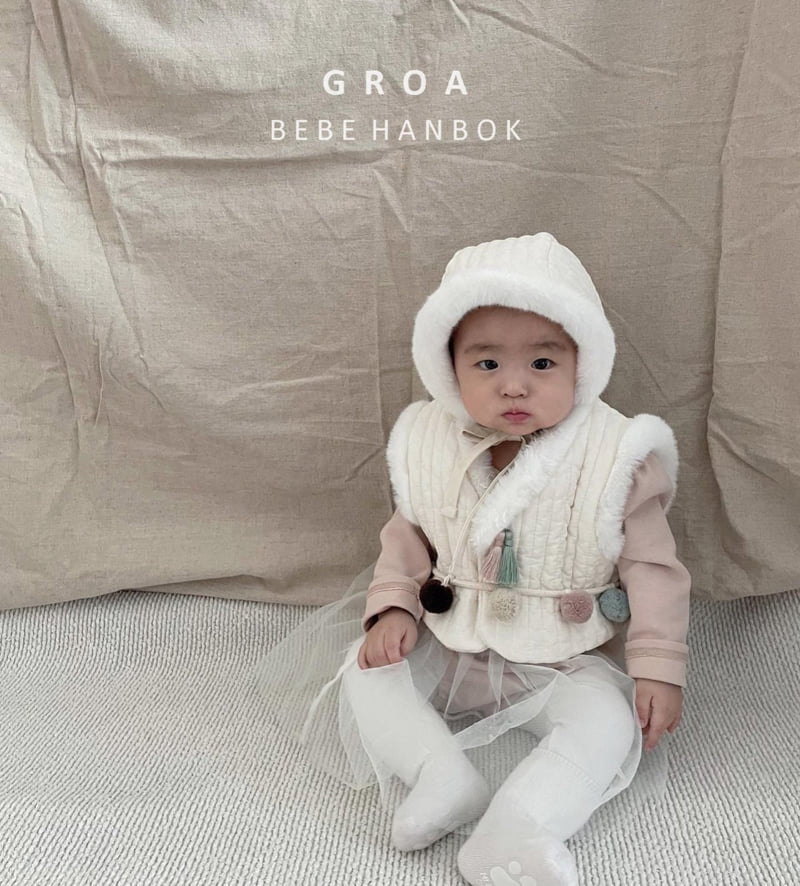 Groa - Korean Baby Fashion - #babylifestyle - Bebe girl Hanbok Sha Suit Vest Set - 2