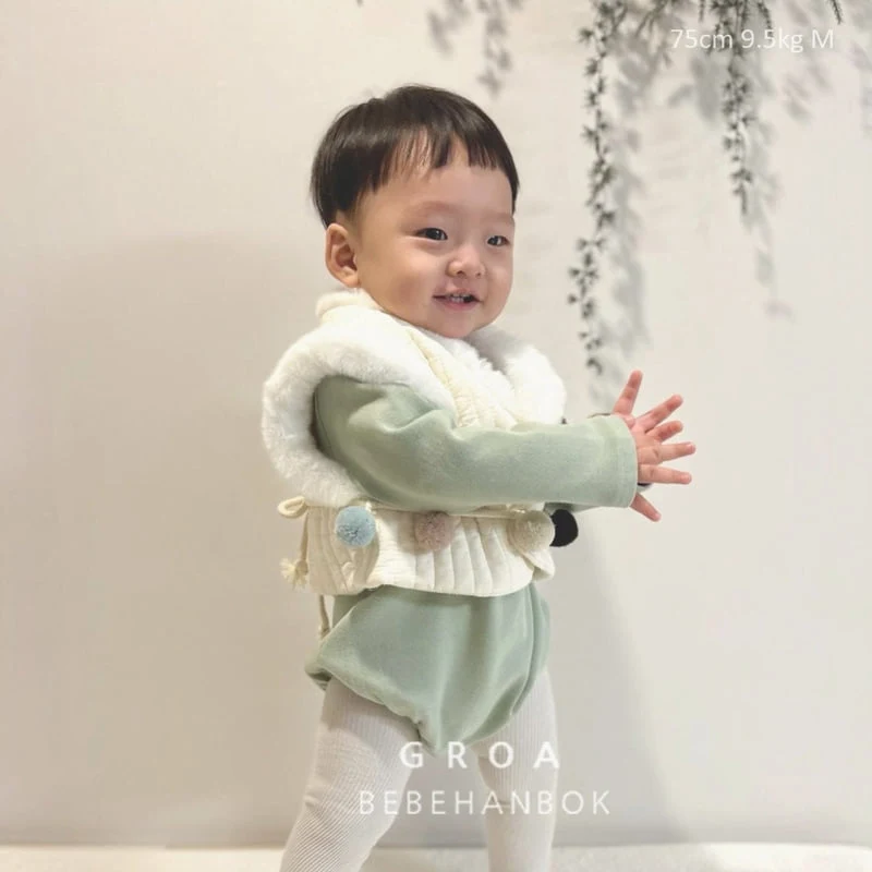 Groa - Korean Baby Fashion - #babyoutfit - Bebe Boy Hanbok Suit Vest Set - 6