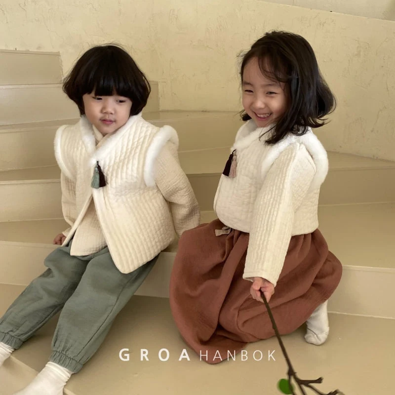 Groa - Korean Children Fashion - #fashionkids - Girl Hanbok Baeja Vest - 4