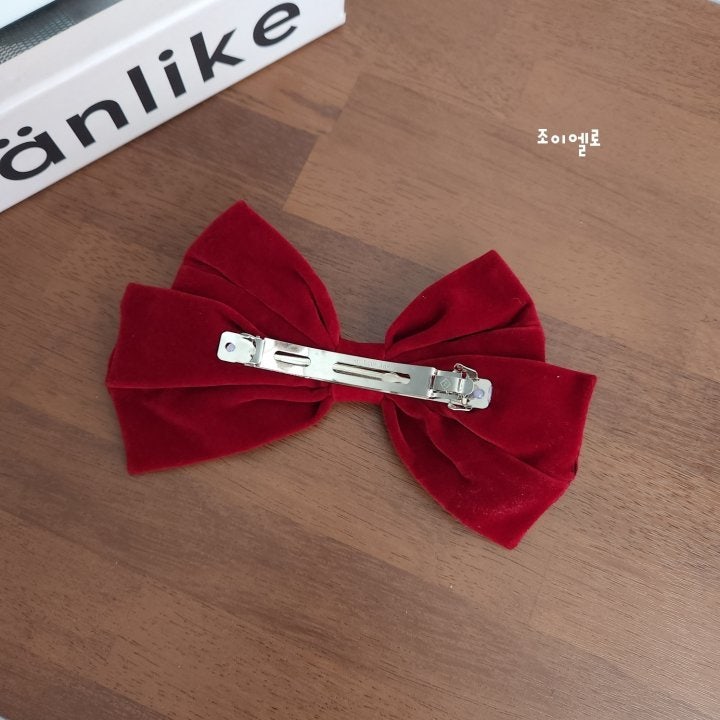 Joy ello - Korean Children Fashion - #kidsshorts - Velvet Big Ribbon Hairpin - 3