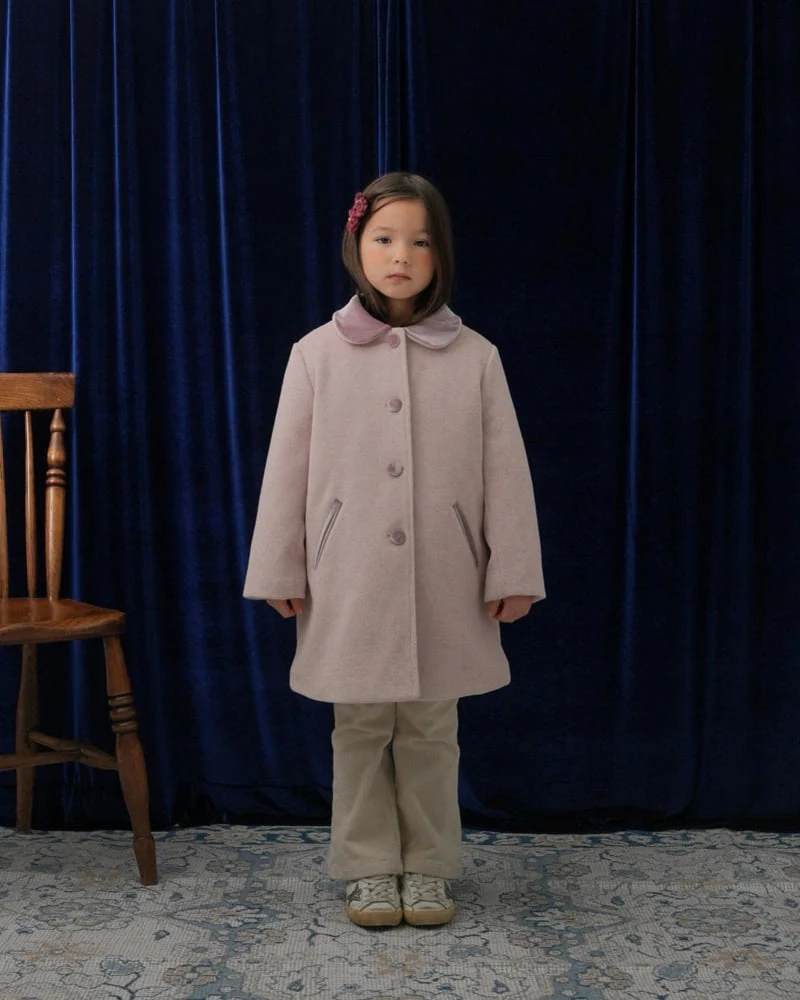 Le Bev - Korean Children Fashion - #childrensboutique - Velvet Collar Wool Coat - 2