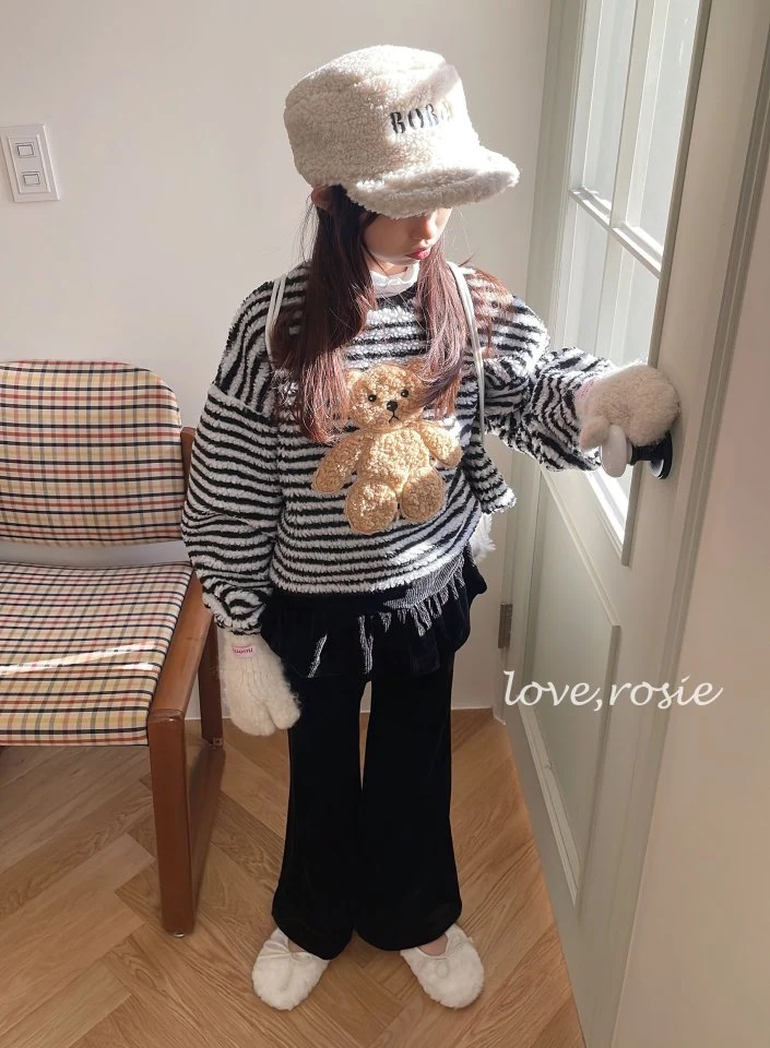 Love Rosie - Korean Children Fashion - #stylishchildhood - Stripe Fleece Sweatshirts - 2